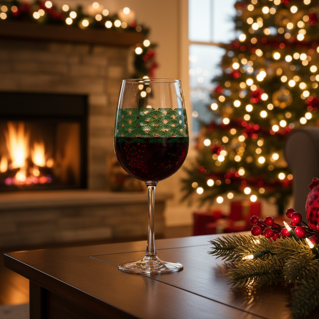 Green Deco 16oz Tall Wine Glass