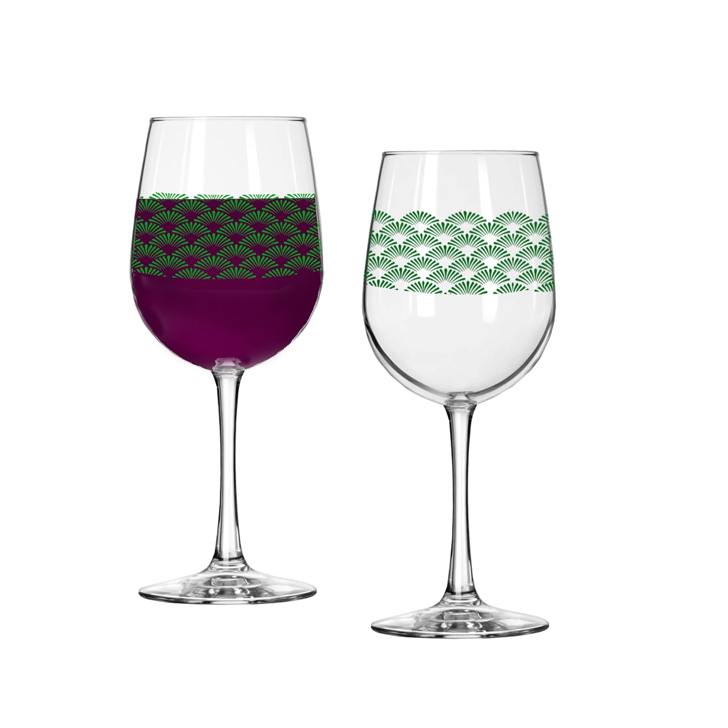 Green Deco 16oz Tall Wine Glass