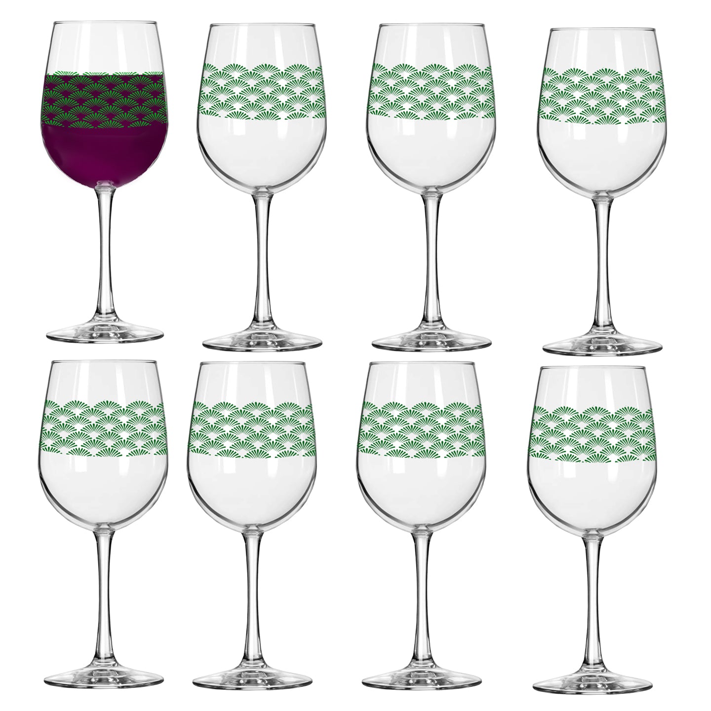 Green Deco 16oz Tall Wine Glass