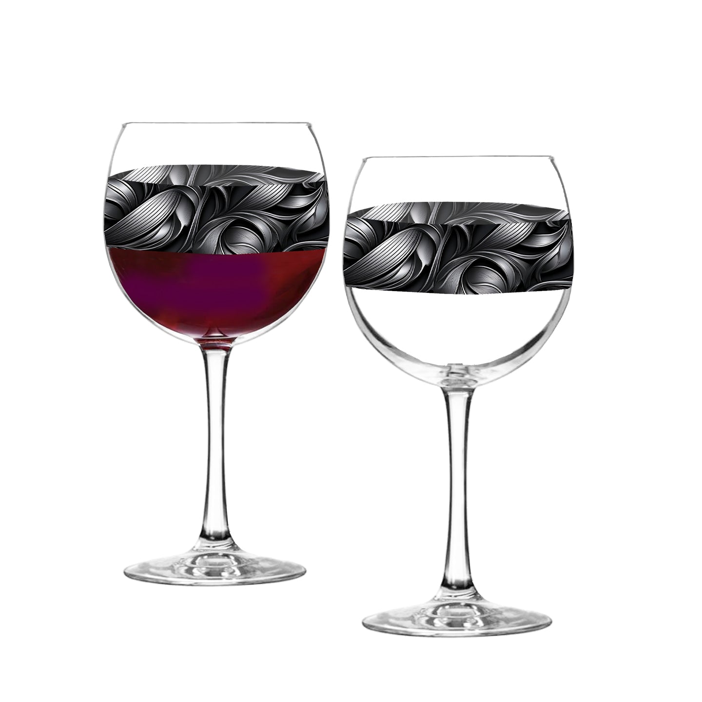 Silver & Gray Balloon Wine Glass | Signature Baroque Swirl