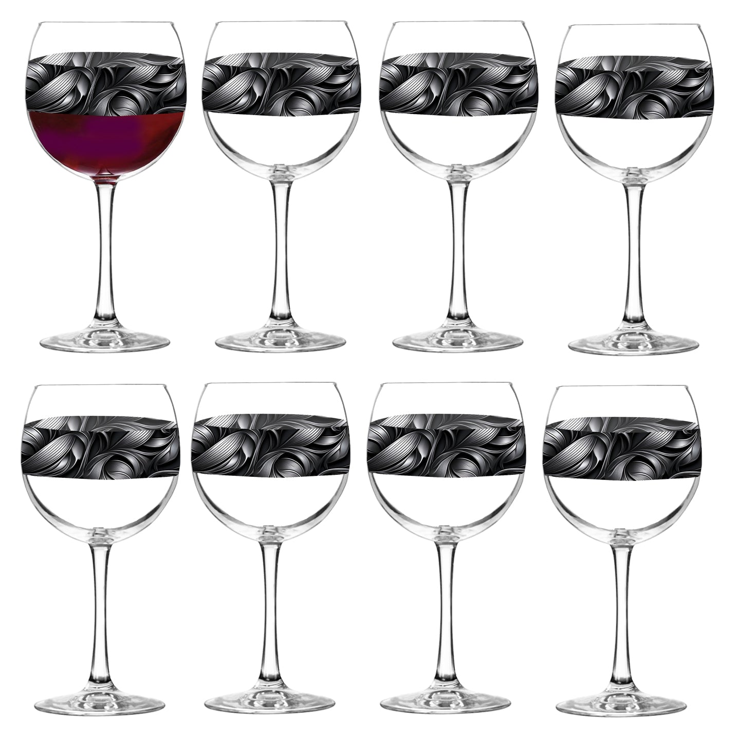 Silver & Gray Balloon Wine Glass | Signature Baroque Swirl