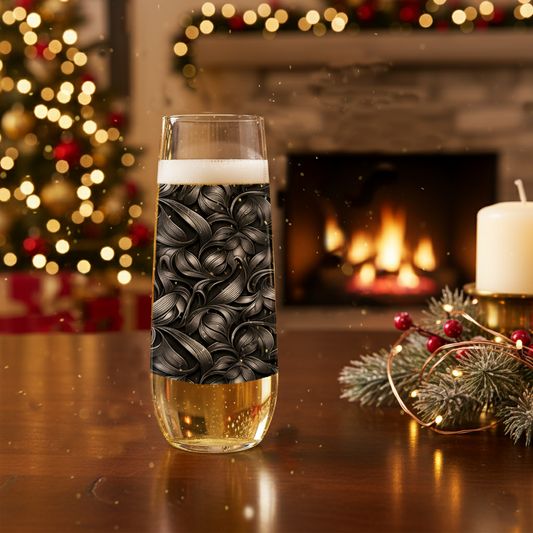 Luxury Stemless Champagne Flute | Baroque Swirl Design