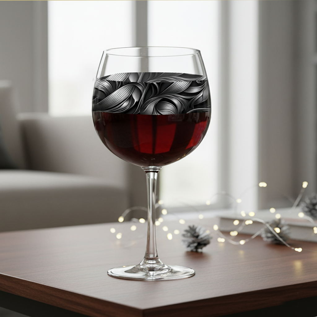 Silver & Gray Balloon Wine Glass | Signature Baroque Swirl