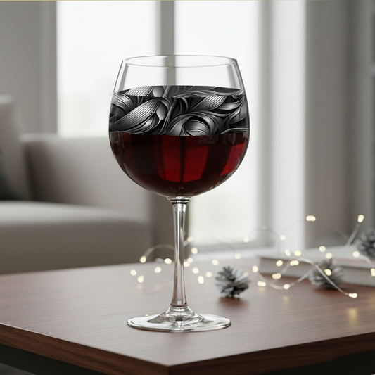 Silver & Gray Balloon Wine Glass | Signature Baroque Swirl