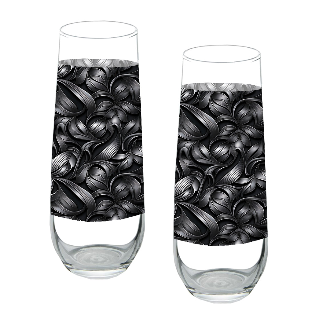 Luxury Stemless Champagne Flute | Baroque Swirl Design