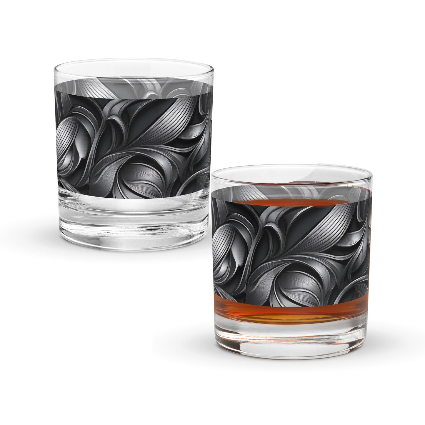 Baroque Swirls Rocks Glass | Elegant & Timeless Aesthetic
