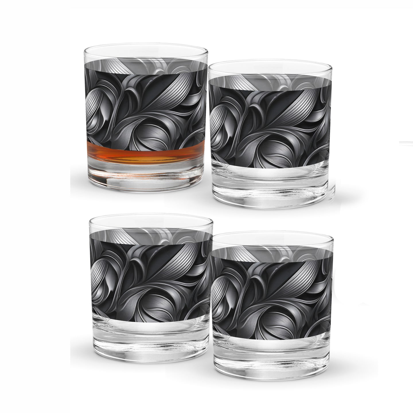 Baroque Swirls Rocks Glass | Elegant & Timeless Aesthetic