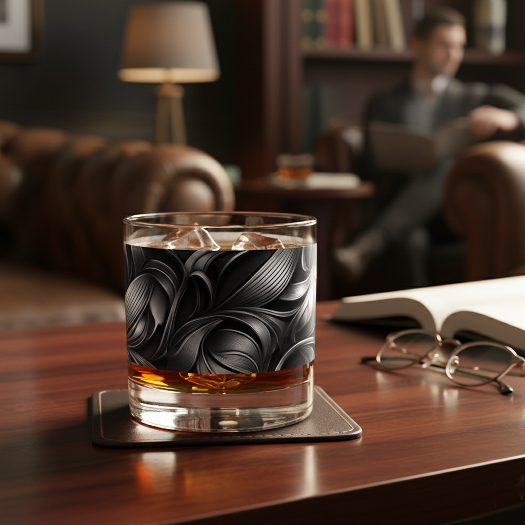 Baroque Swirls Rocks Glass | Elegant & Timeless Aesthetic