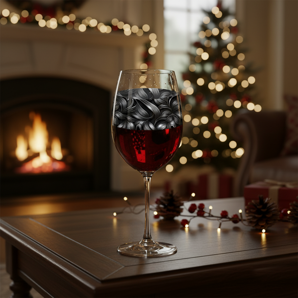 Baroque Swirls Tall Wine Glass | Ornate Custom Design