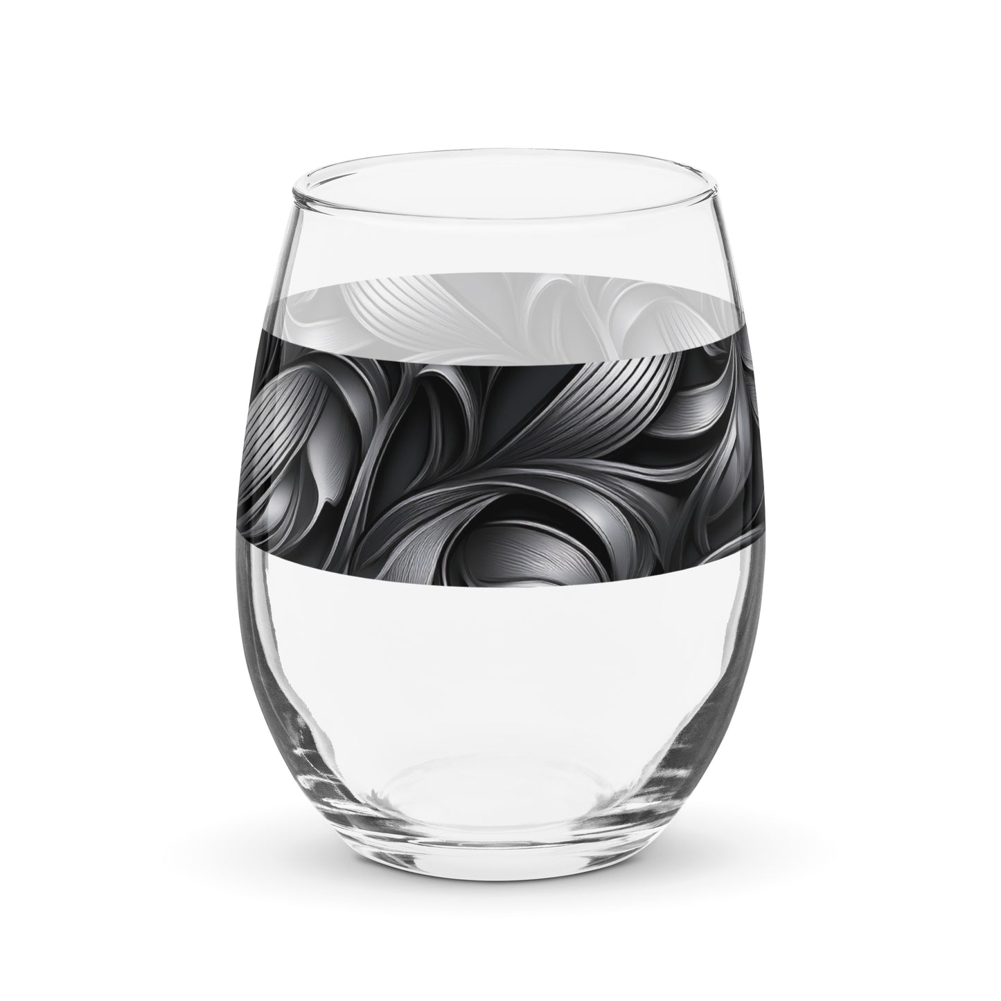 Elegant Stemless Wine Glass | Baroque Swirls Exclusive Design