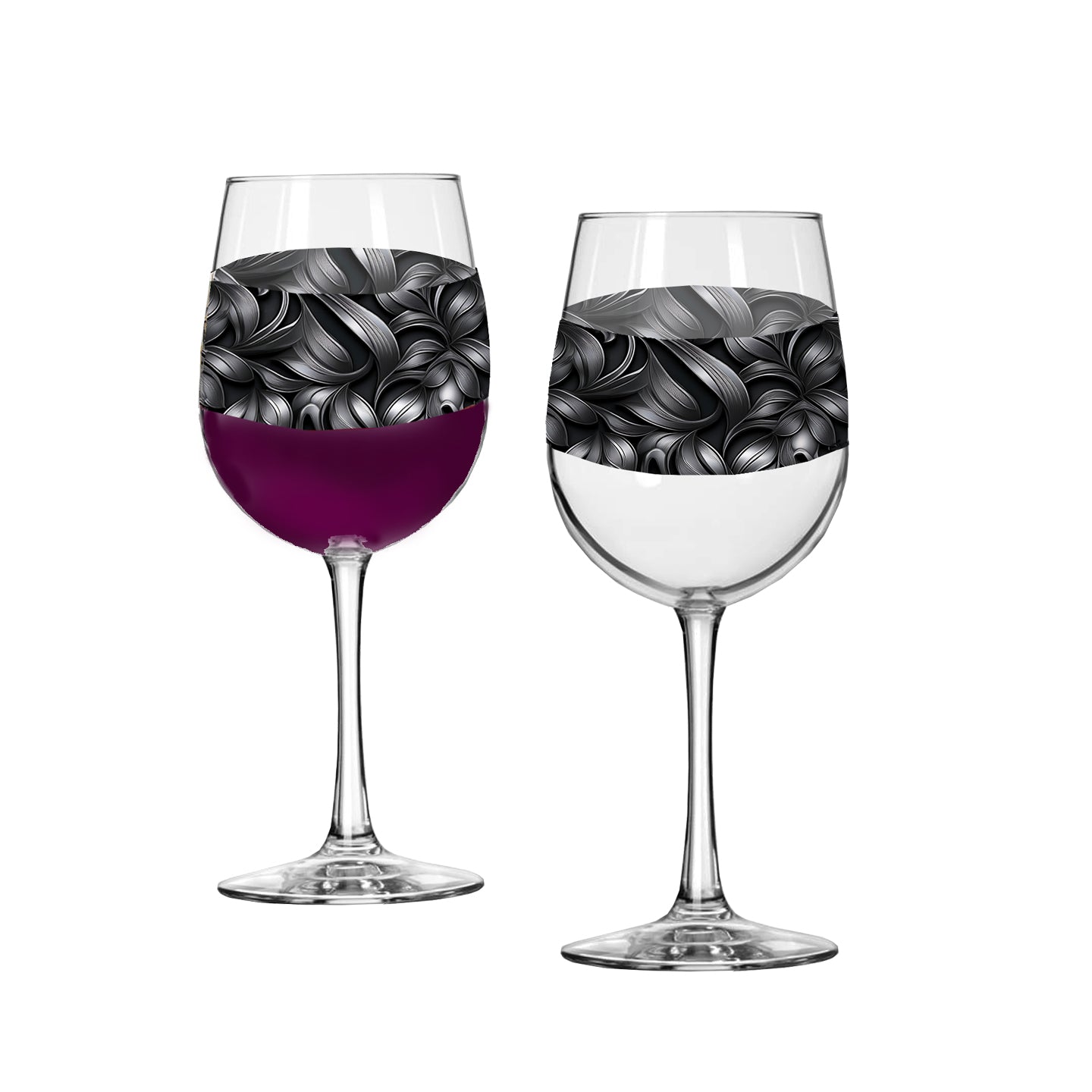Baroque Swirls Tall Wine Glass | Ornate Custom Design