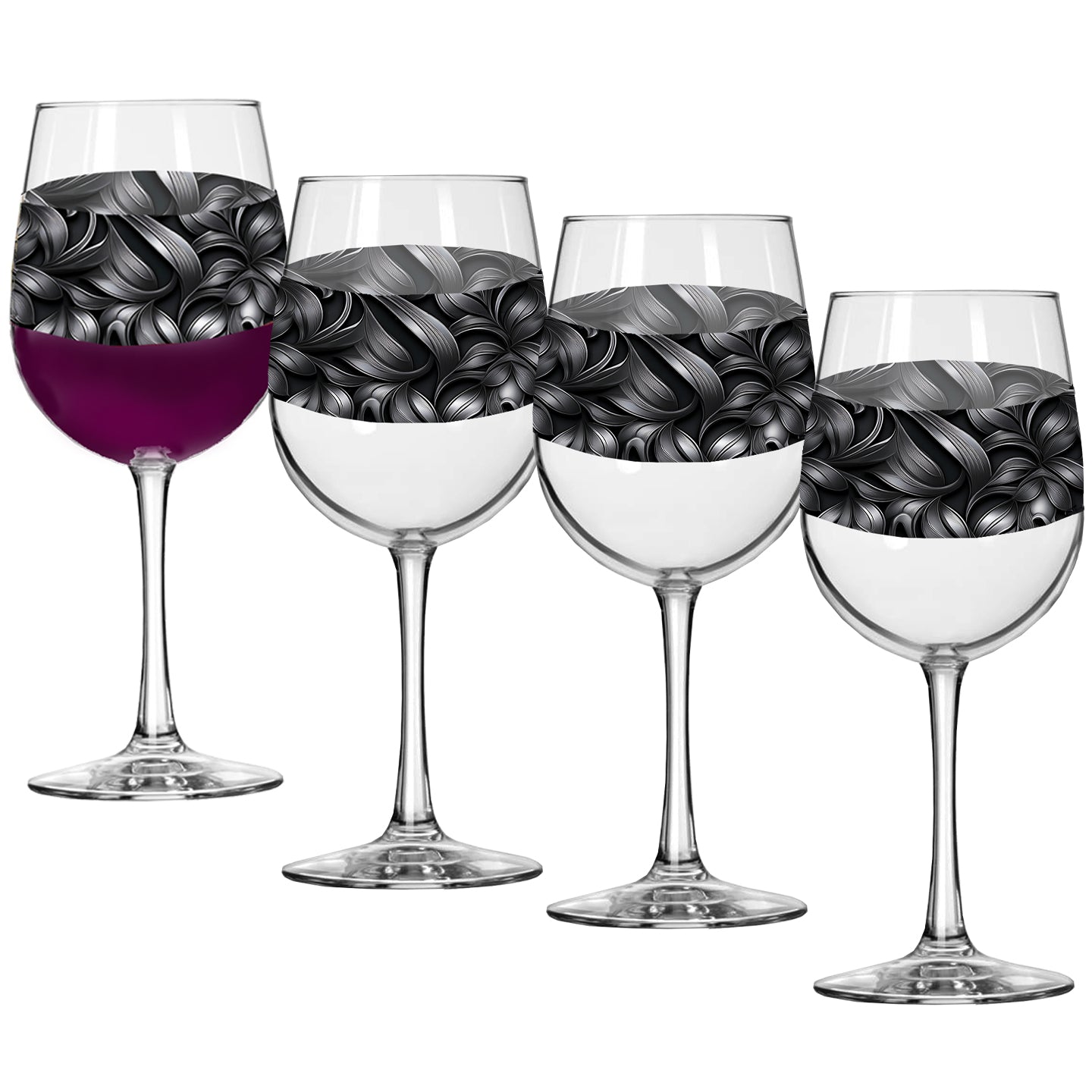 Baroque Swirls Tall Wine Glass | Ornate Custom Design
