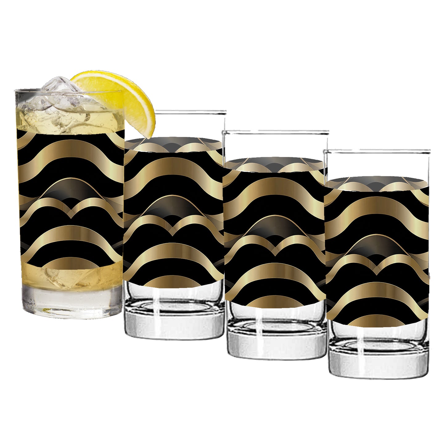 Liquid Gold Highball Glass | Bold Geometric Statement