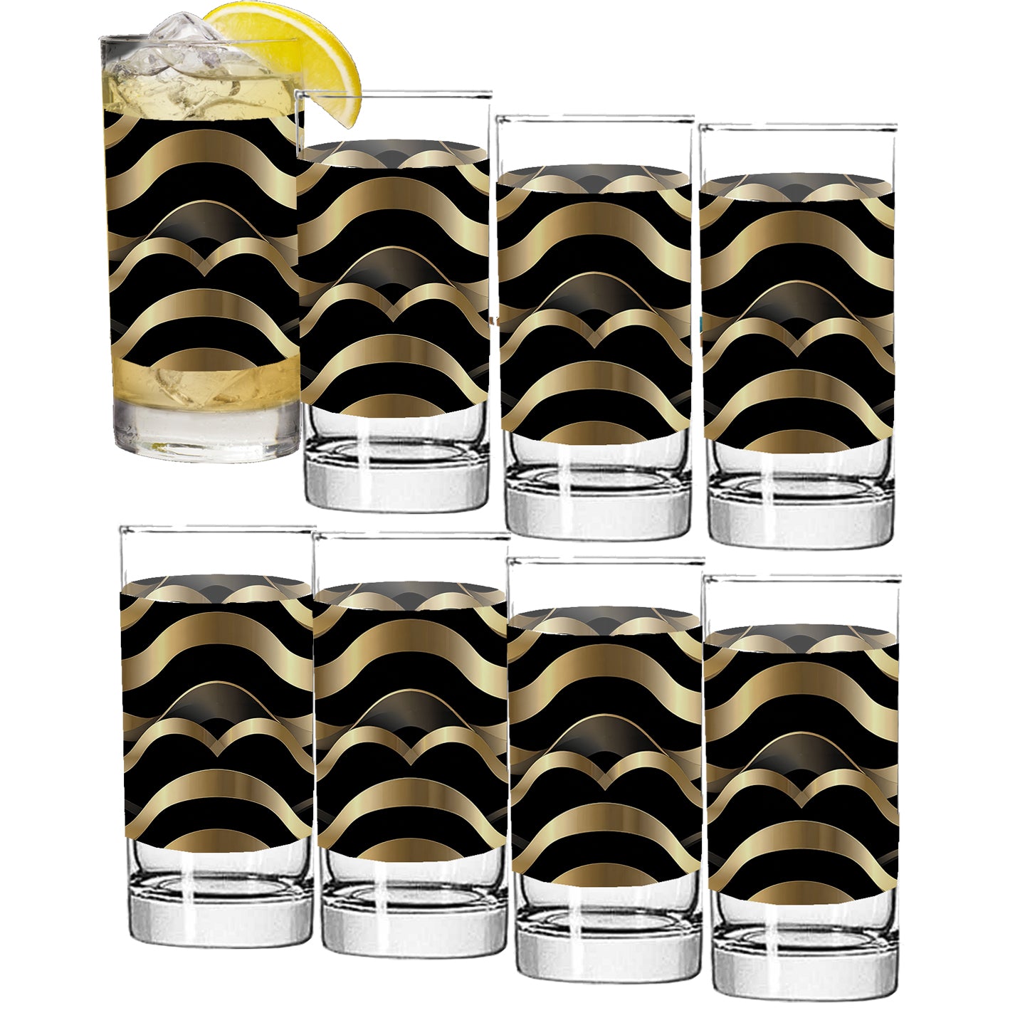 Liquid Gold Highball Glass | Bold Geometric Statement
