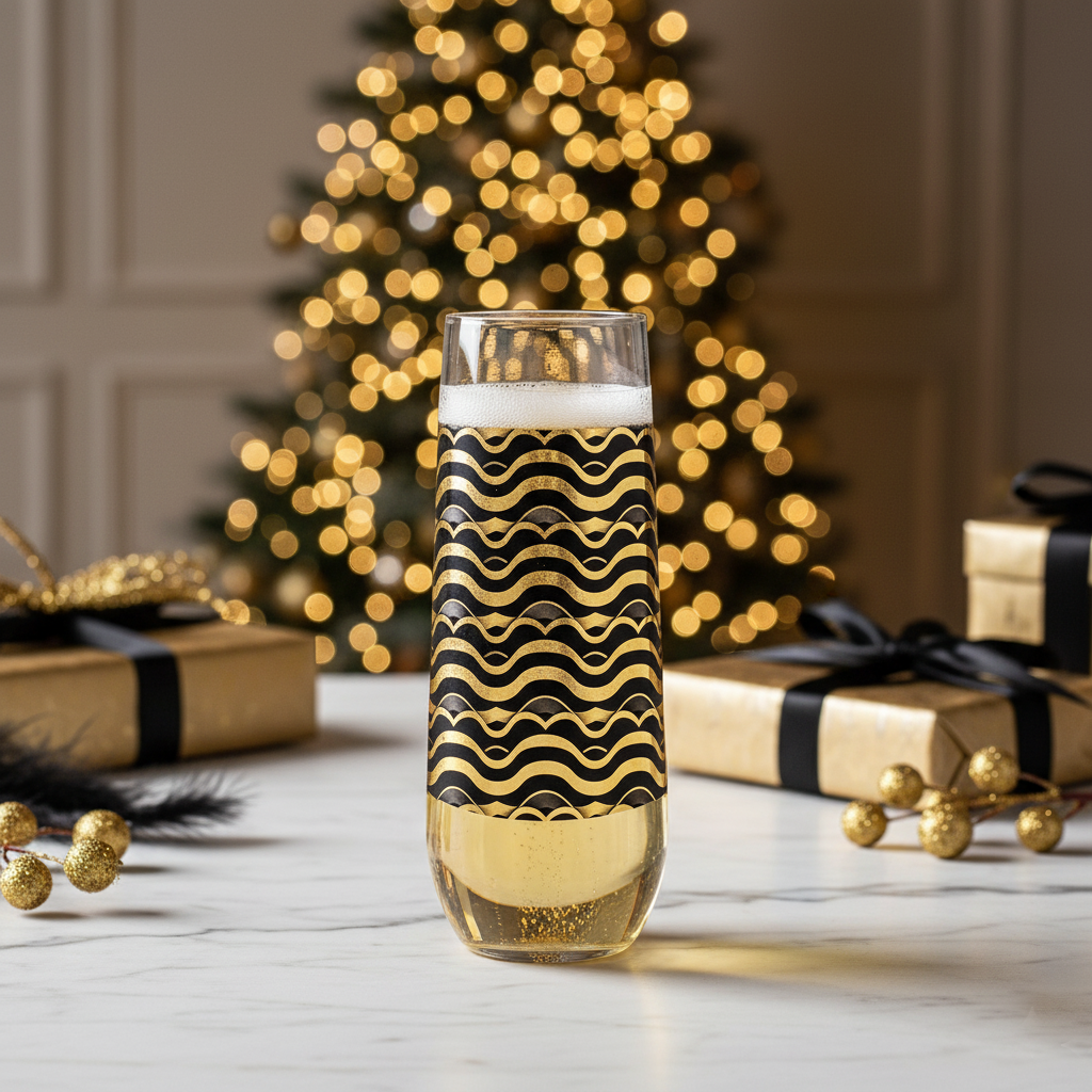 Stemless Champagne Flute | Liquid Gold Art Deco