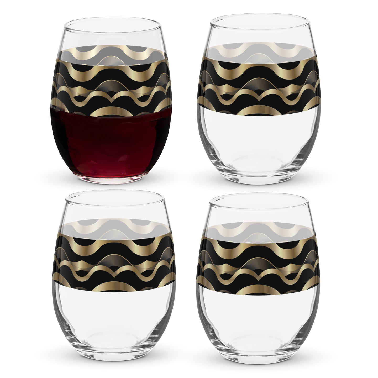 Liquid Gold Stemless Wine Glass | High Contrast Design