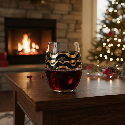 Liquid Gold Stemless Wine Glass | High Contrast Design
