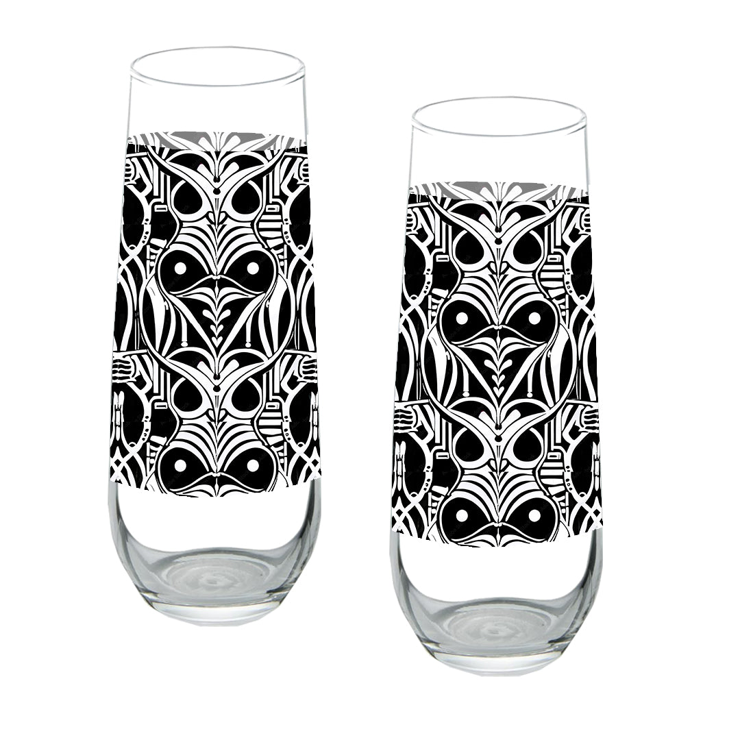 Midnight Mask Stemless Champagne Flute | Masquerade Style