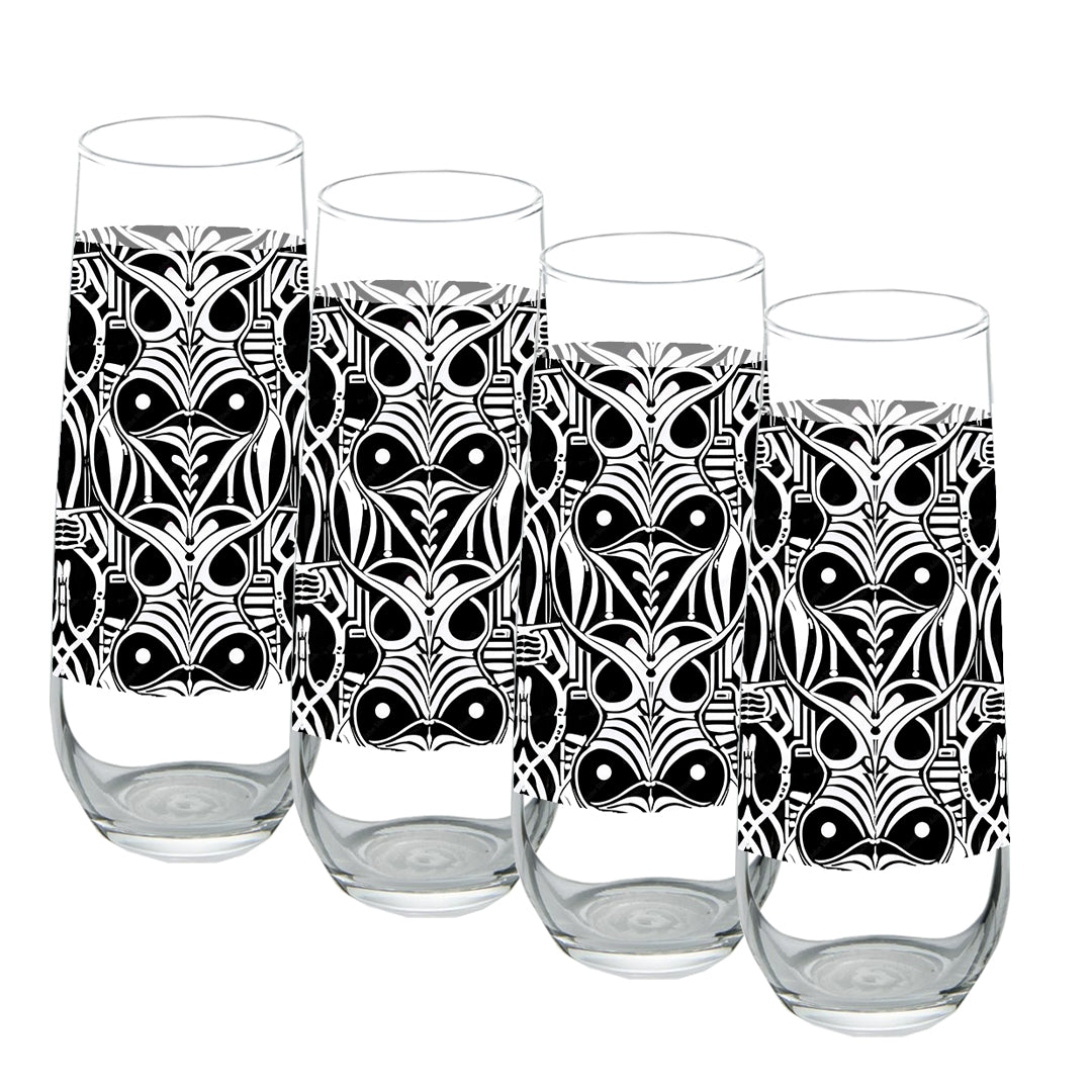 Midnight Mask Stemless Champagne Flute | Masquerade Style