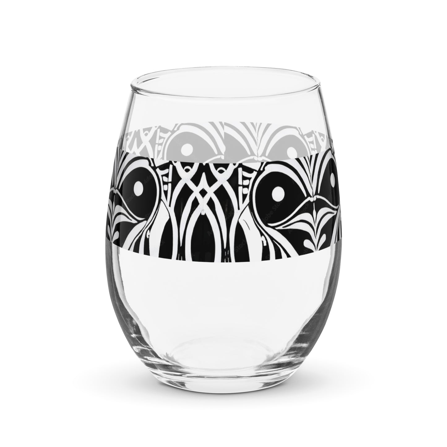Midnight Mask Stemless Wine Glass | Intricate Enigma Style