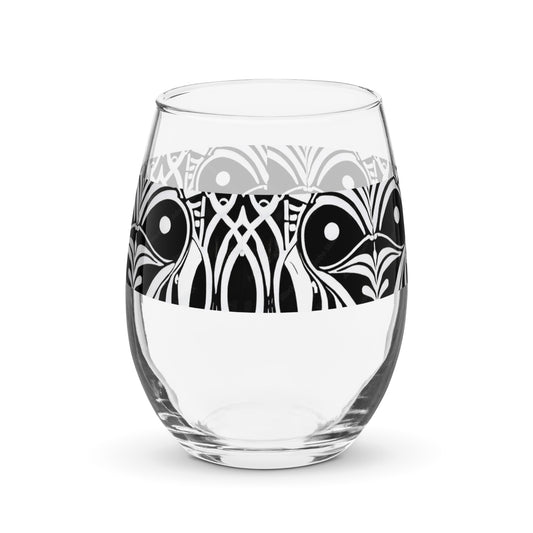 Midnight Mask Stemless Wine Glass | Intricate Enigma Style