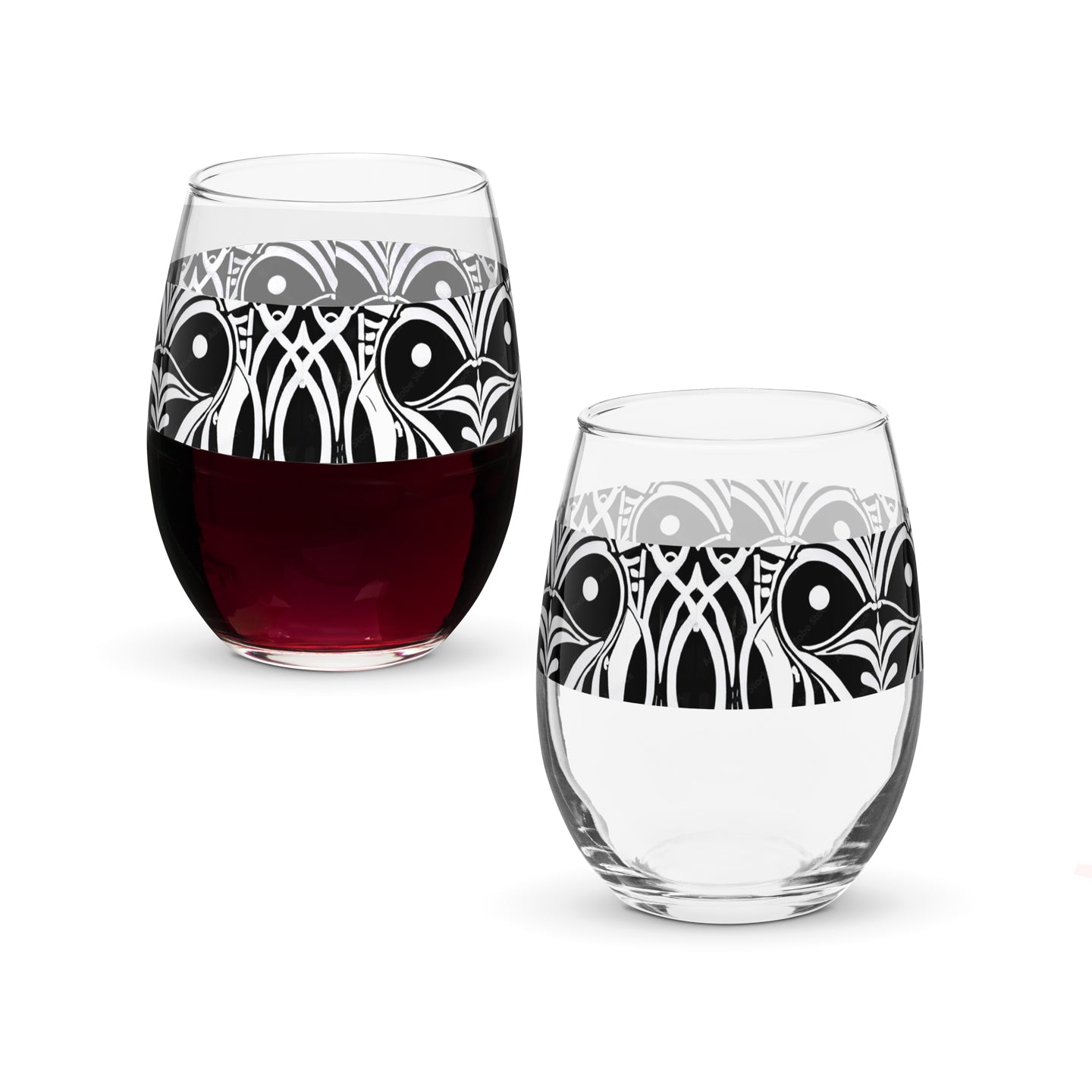 Midnight Mask Stemless Wine Glass | Intricate Enigma Style