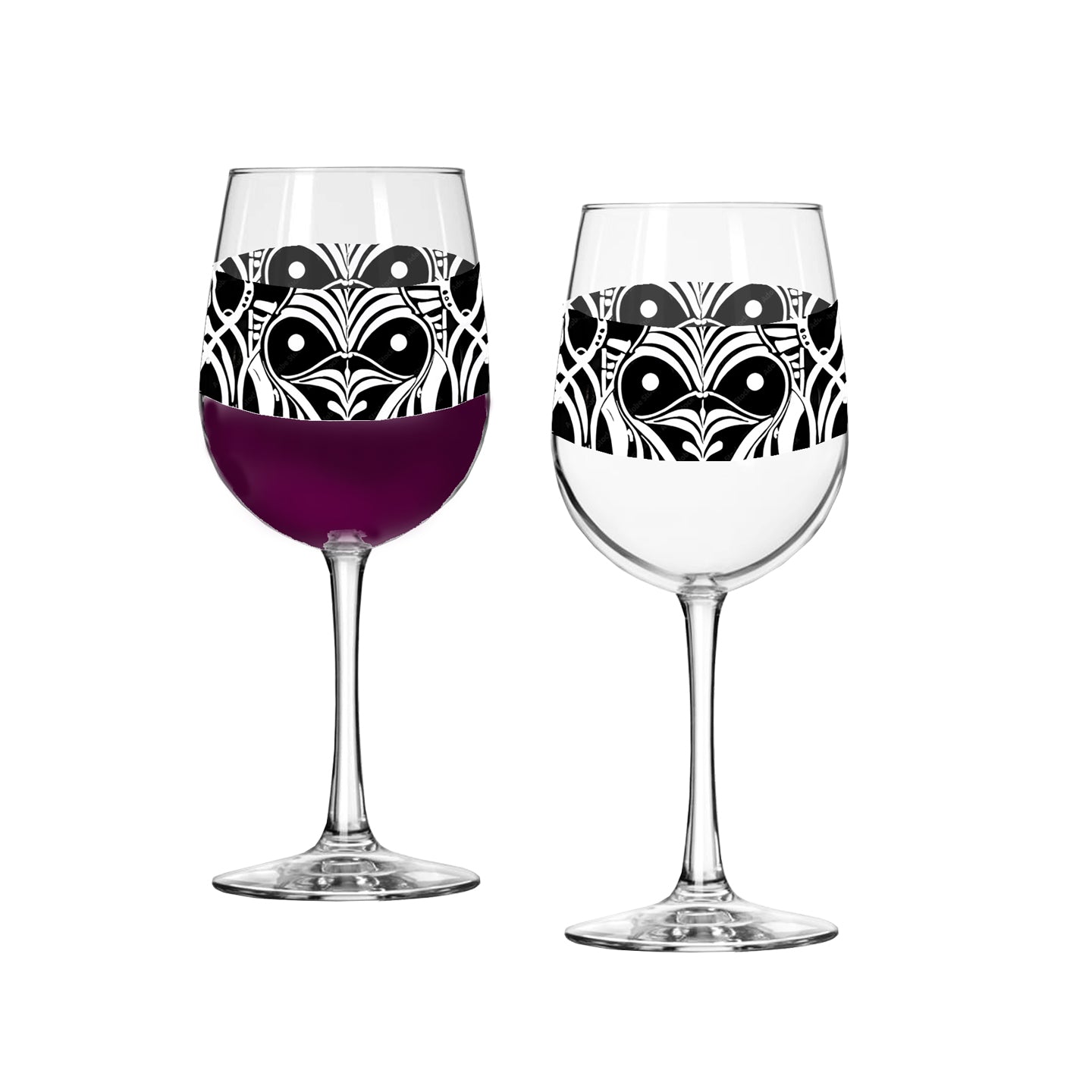 Midnight Mask Tall Wine Glass | Masquerade Artisanal Design