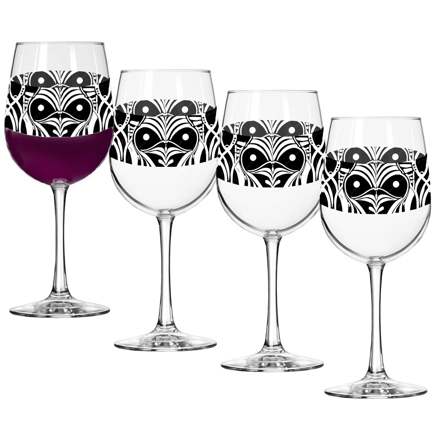 Midnight Mask Tall Wine Glass | Masquerade Artisanal Design