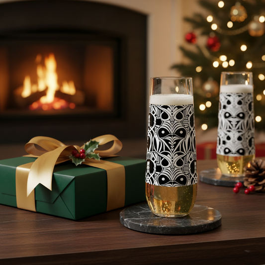 Midnight Mask Stemless Champagne Flute | Masquerade Style