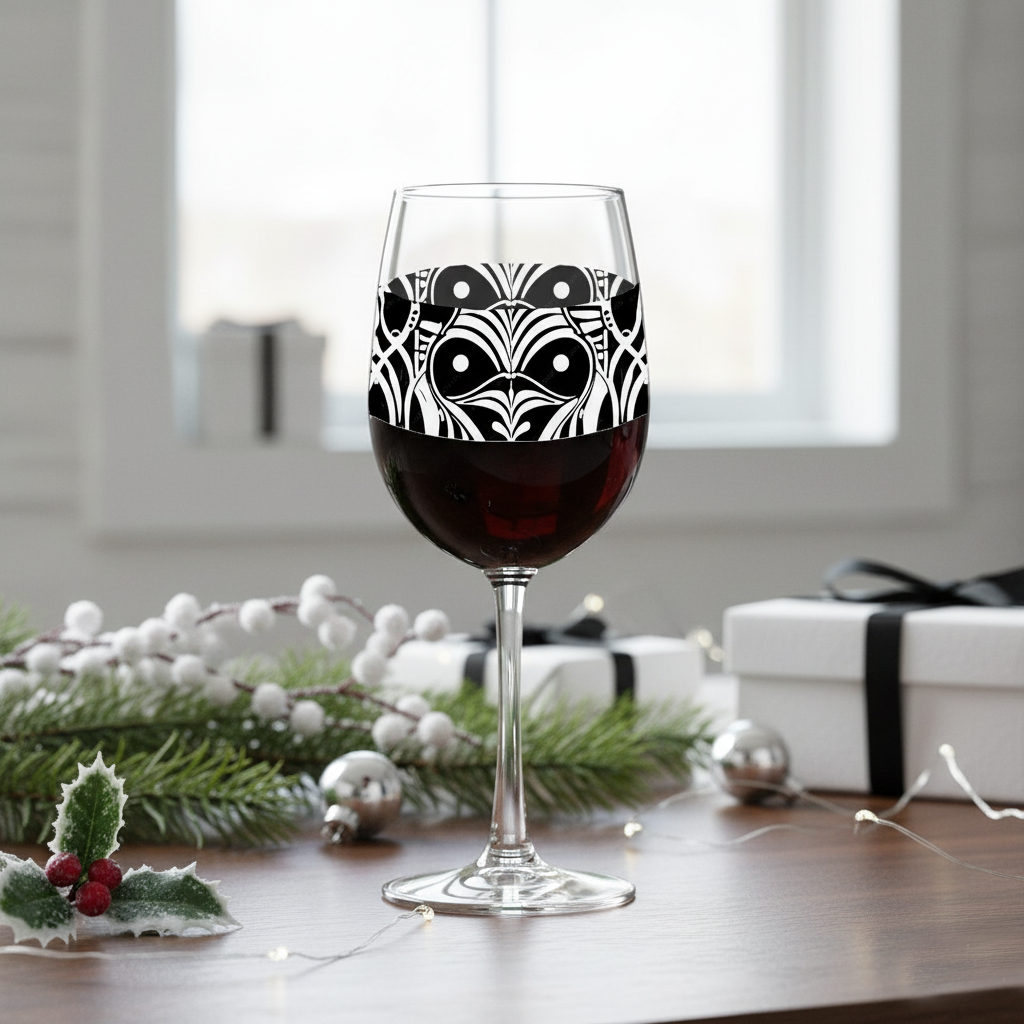 Midnight Mask Tall Wine Glass | Masquerade Artisanal Design