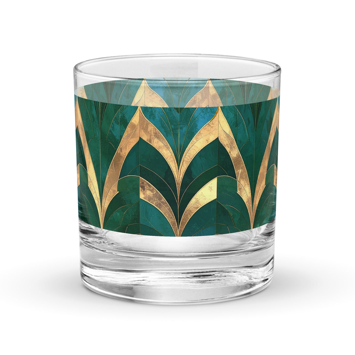 Emerald Royale Rocks Glass | Geometric Patina Design