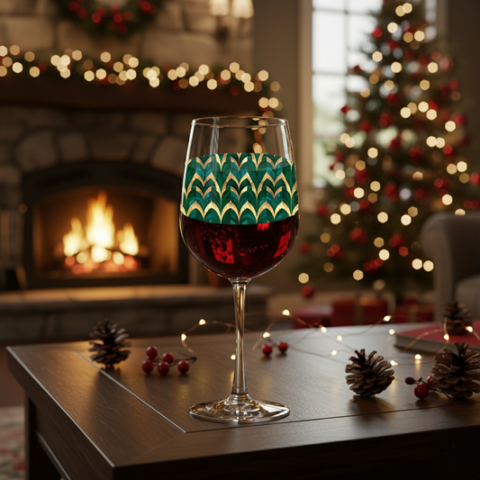 Gilded Geometric Design | Emerald Royale Tall Wine Glass