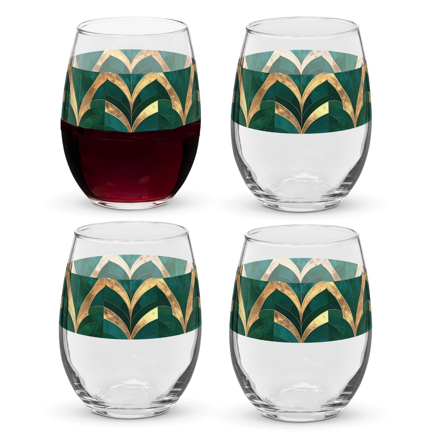 Emerald Royale Stemless Wine Glass | Luxe Aesthetic