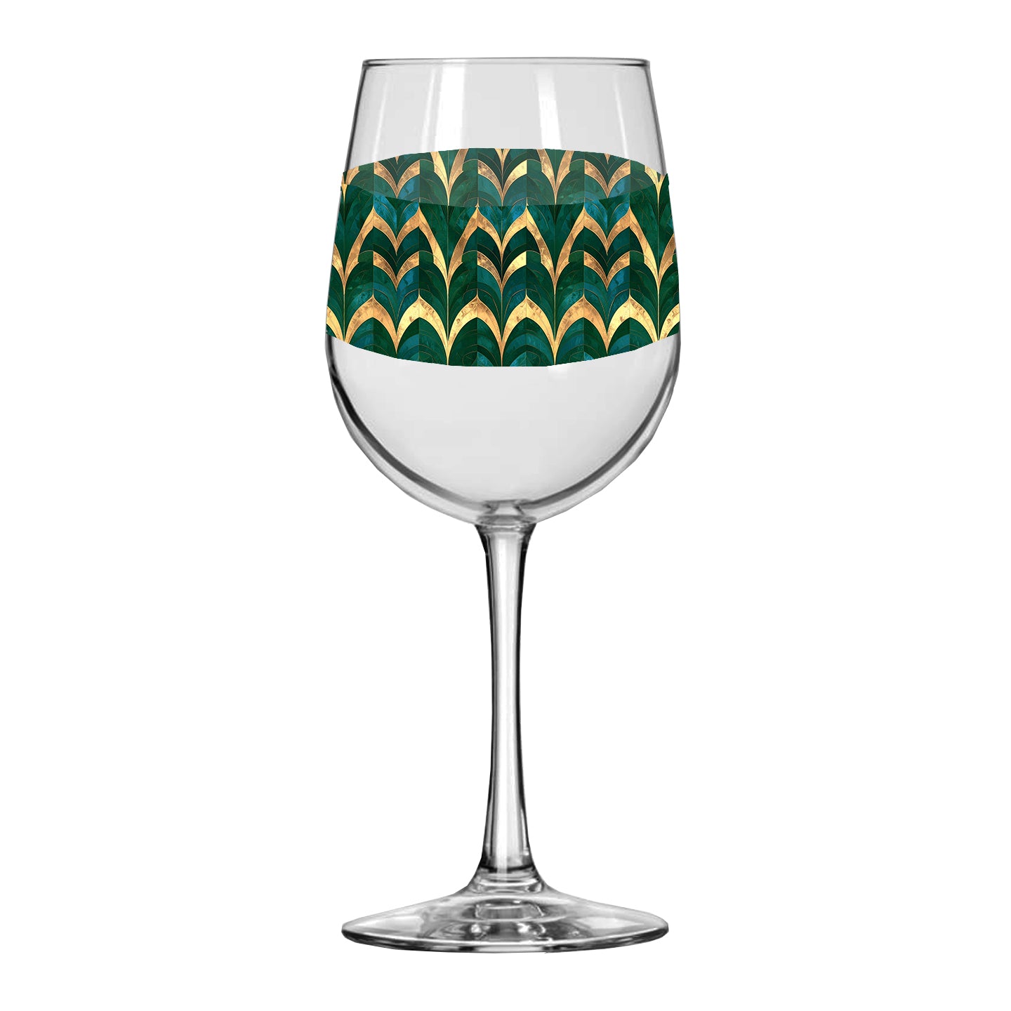 Gilded Geometric Design | Emerald Royale Tall Wine Glass