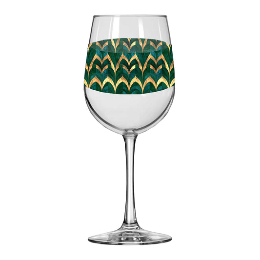 Gilded Geometric Design | Emerald Royale Tall Wine Glass
