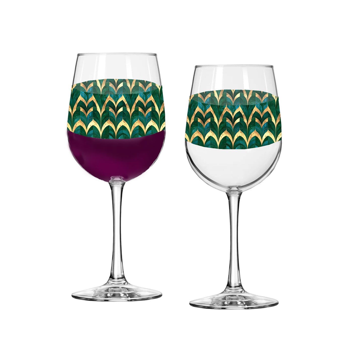 Gilded Geometric Design | Emerald Royale Tall Wine Glass