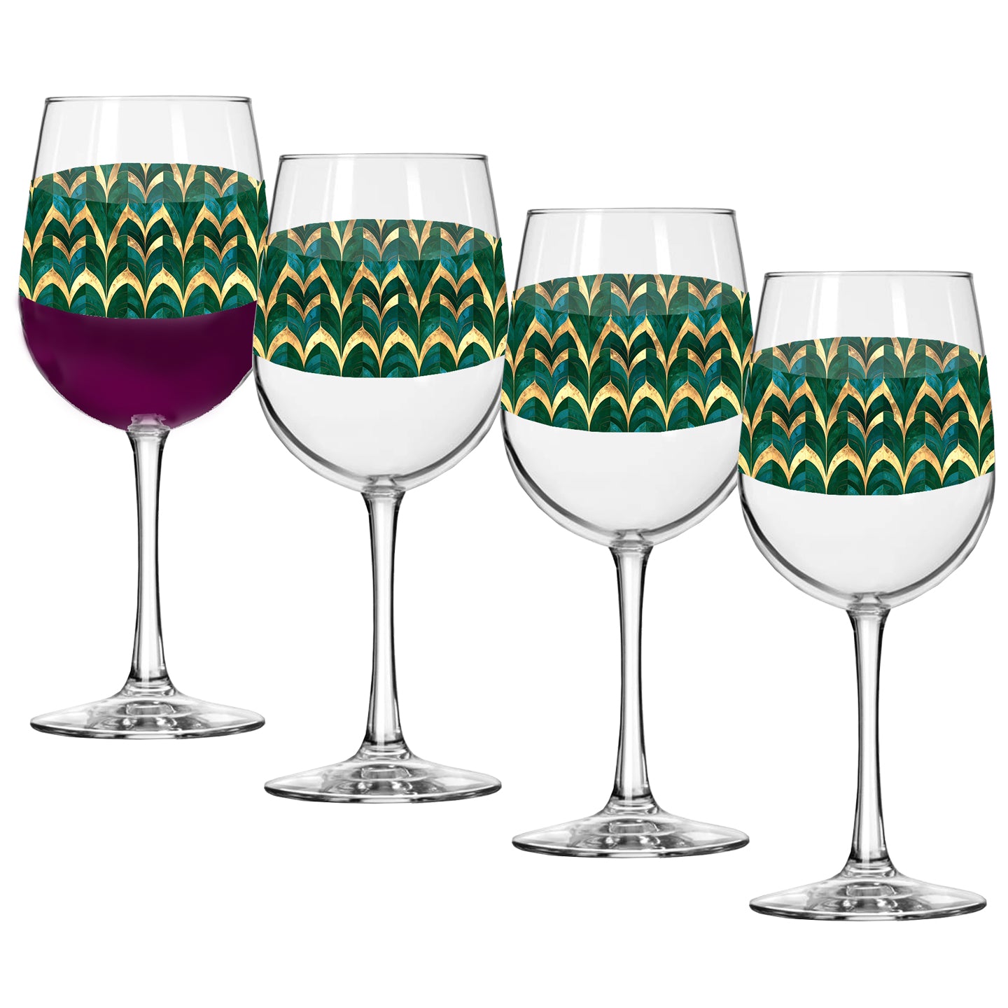 Gilded Geometric Design | Emerald Royale Tall Wine Glass
