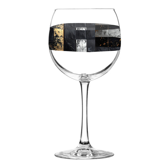Artisanal Balloon Wine Glass | Fresco Fragment Pattern