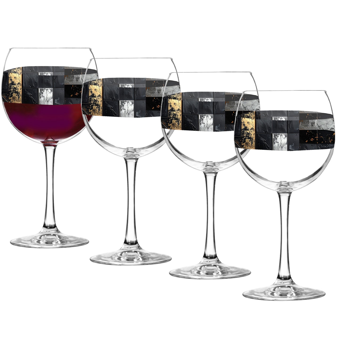 Artisanal Balloon Wine Glass | Fresco Fragment Pattern