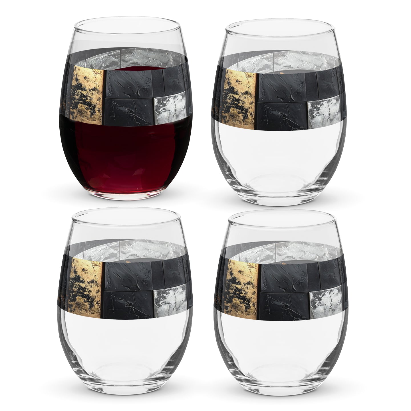 Fresco Fragments Stemless Wine Glass | Sophisticated Design