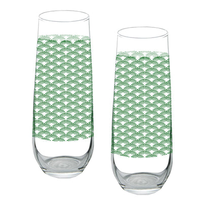 Green Deco Stemless Champagne Glass | Signature Design