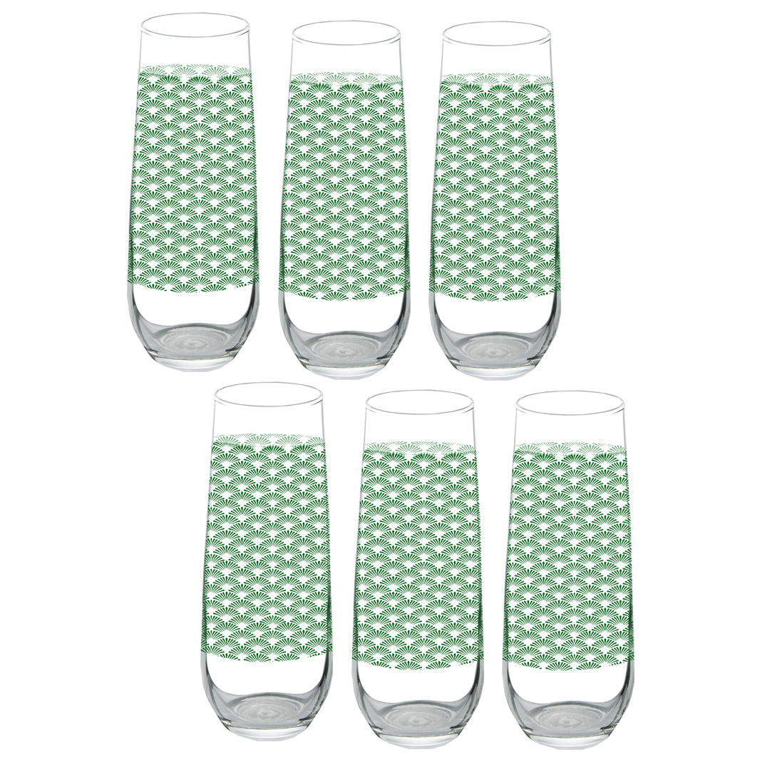 Green Deco Stemless Champagne Glass | Signature Design