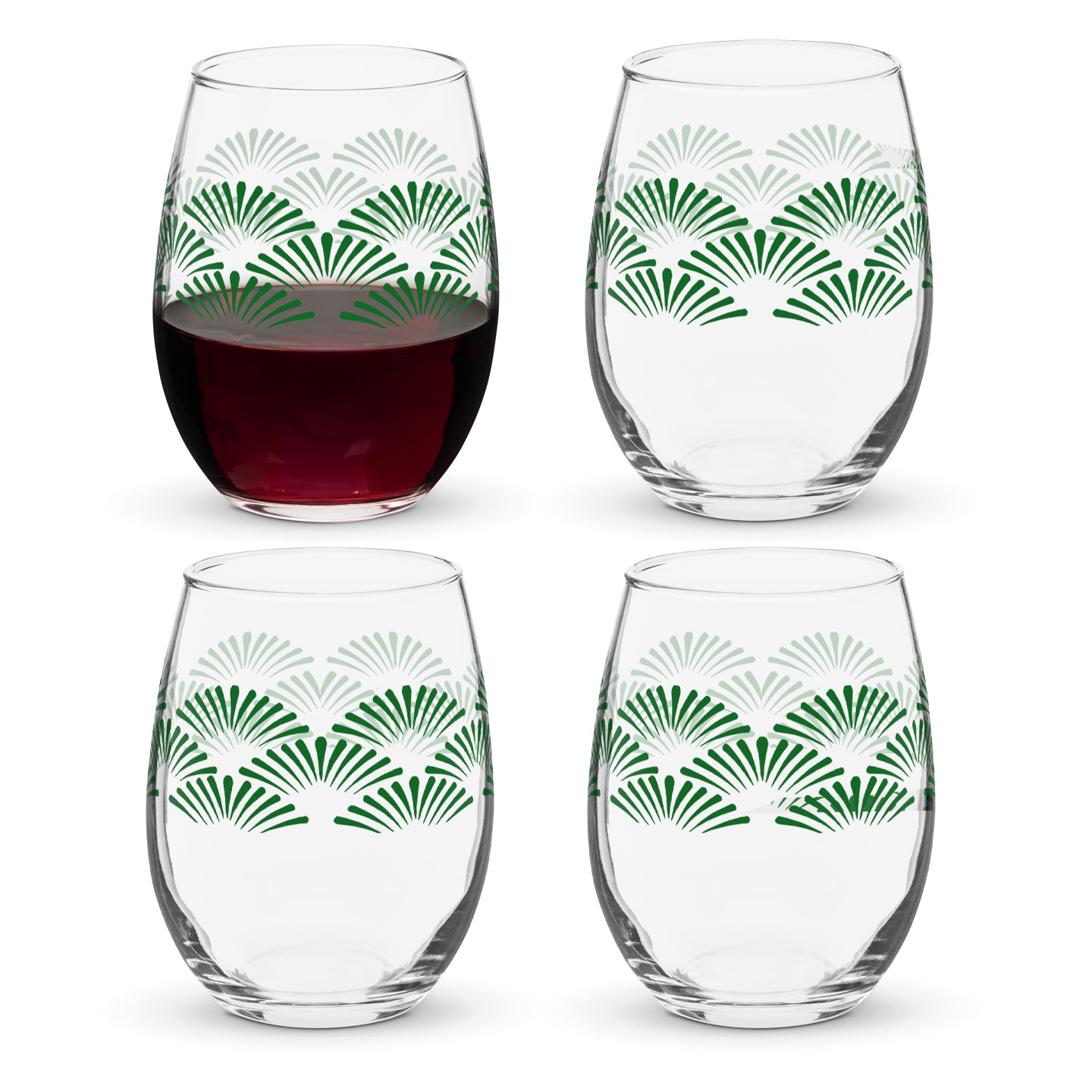 Green Deco Stemless Wine Glass | Signature Design