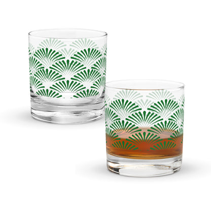 Green Deco Rocks Glass | Signature Design