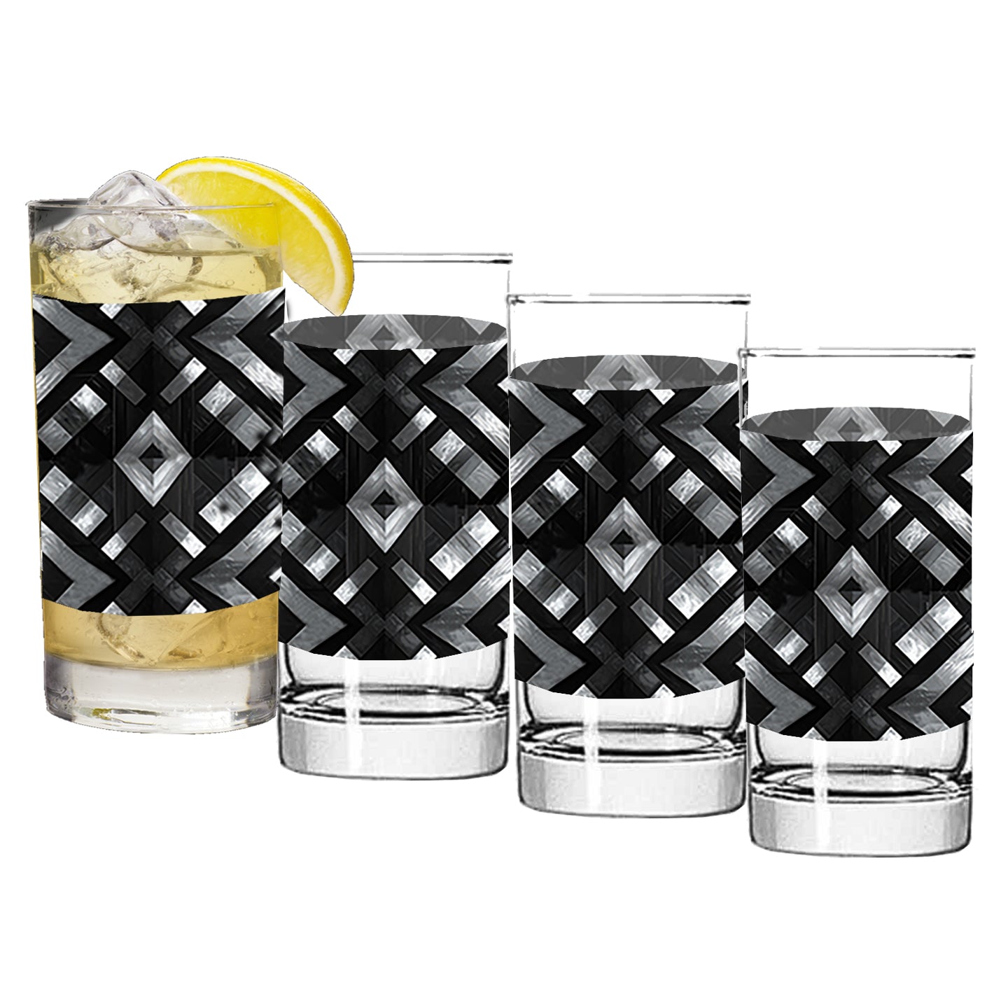 Palazzo Tiles Highball Glass | Timeless Geometric Finish