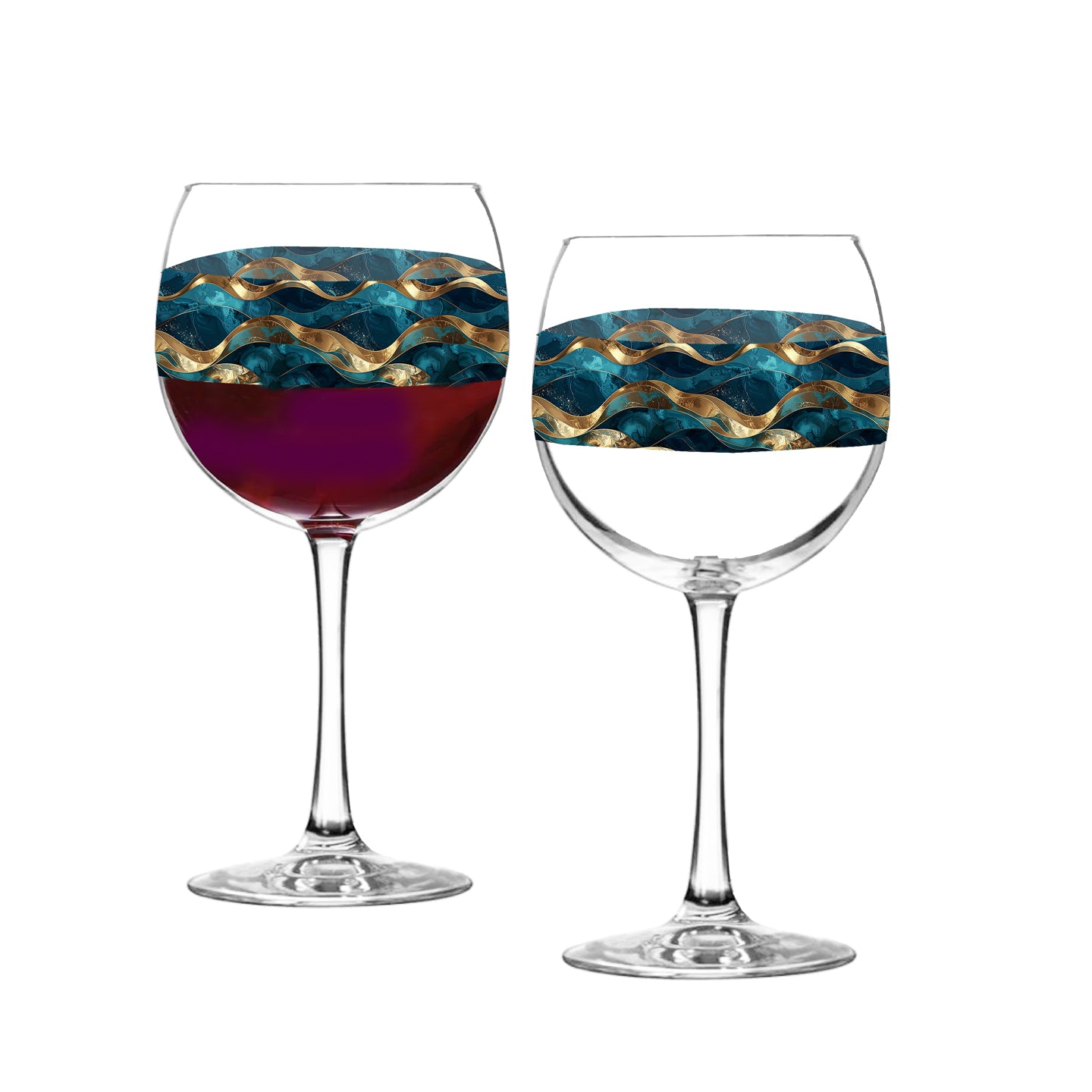 Opulent Teal Balloon Wine Glass | Timeless Elegant Design