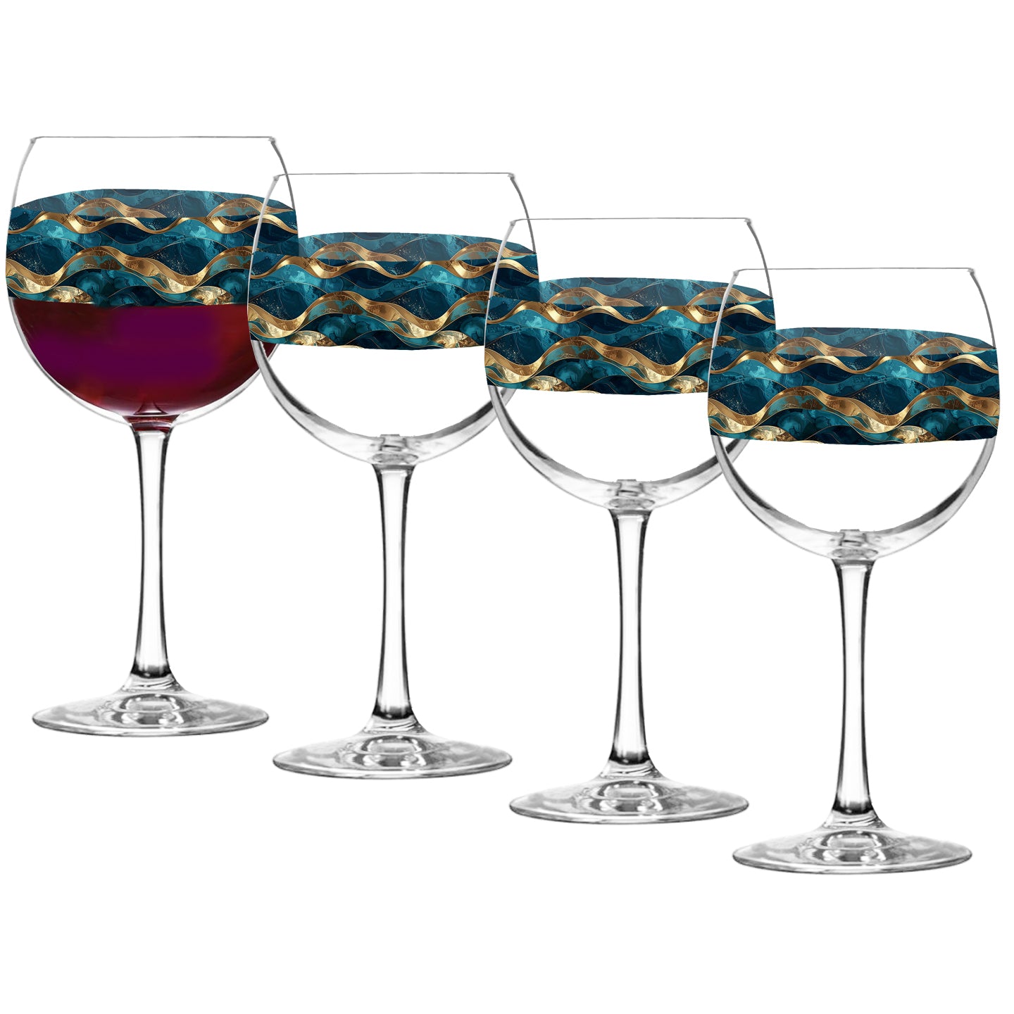 Opulent Teal Balloon Wine Glass | Timeless Elegant Design