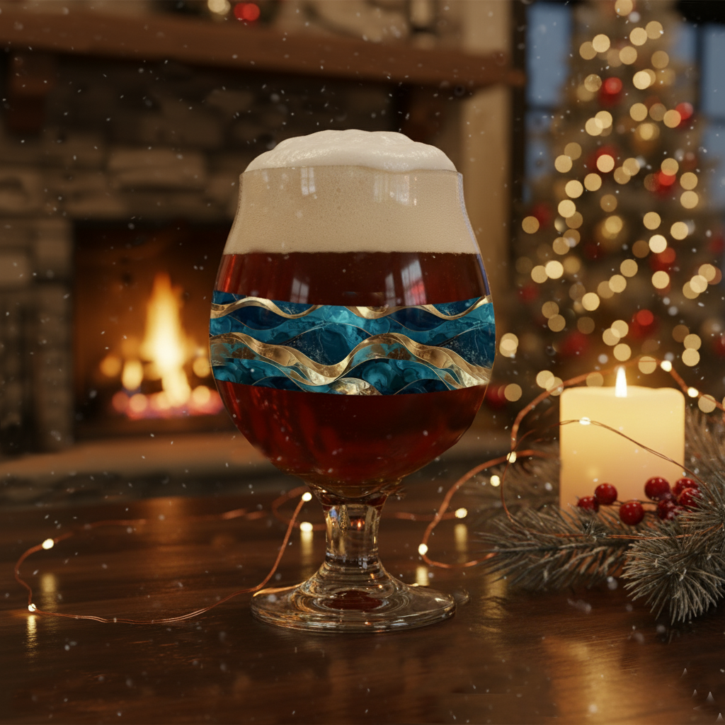 Opulent Teal Belgian Beer Glass | Unique Artisan Crafted