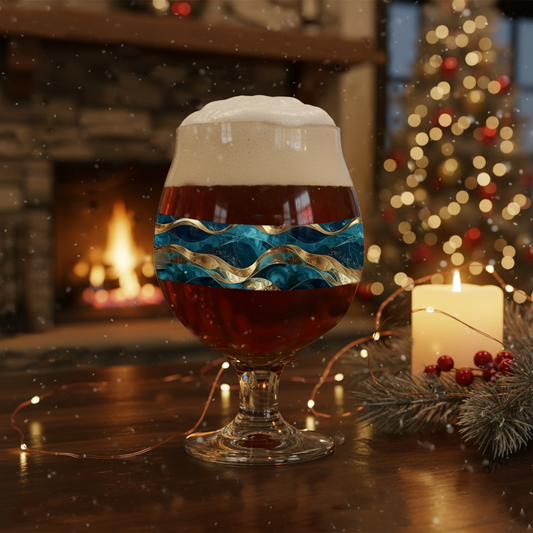 Opulent Teal Belgian Beer Glass | Unique Artisan Crafted