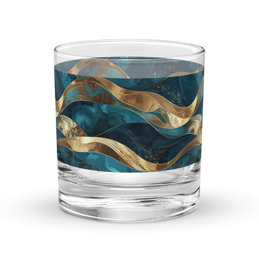 Opulent Teal Rocks Glass | Artisan Crafted